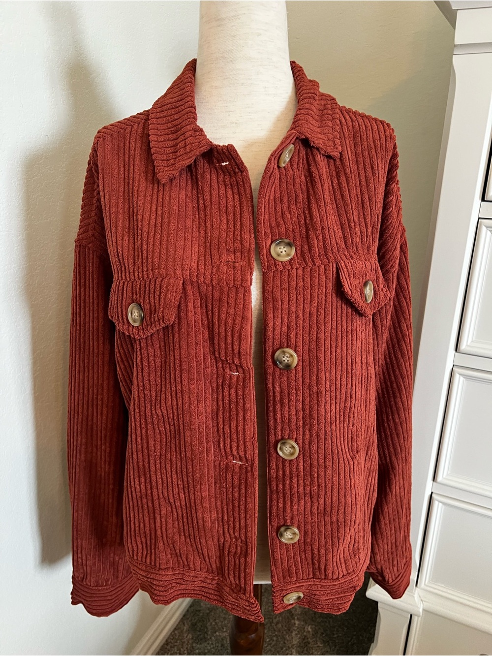 NWOT HYFVE Rust Corduroy Button-Up Jacket